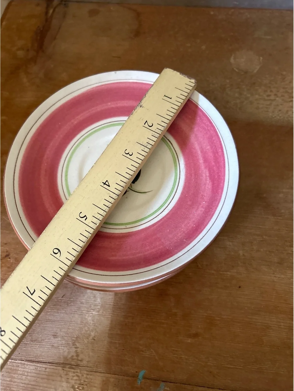 Farmers Pottery Wild Rose Pink and Green Saucer Plates Set of 4